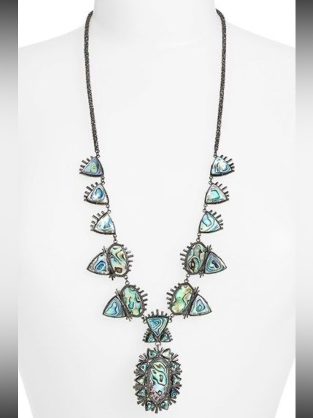 Kendra Scott Havana Gunmetal Necklace in Abalone, Yellow Rose Collection HTF - Picture 3 of 8